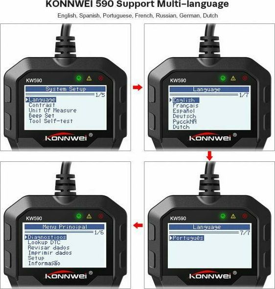 Φορητό Διαγνωστικό OBD2 Κονσόλας – Κατάλληλο για Αυτοκίνητα OBDII/EOBD+CAN - Konnwei Φορητό Διαγνωστικό OBD2 Κονσόλας – Κατάλληλο για Αυτοκίνητα OBDII/EOBD+CAN - Konnwei