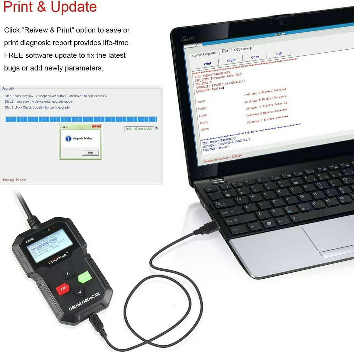 Φορητό Διαγνωστικό OBD2 Κονσόλας – Κατάλληλο για Αυτοκίνητα OBDII/EOBD+CAN - Konnwei Φορητό Διαγνωστικό OBD2 Κονσόλας – Κατάλληλο για Αυτοκίνητα OBDII/EOBD+CAN - Konnwei