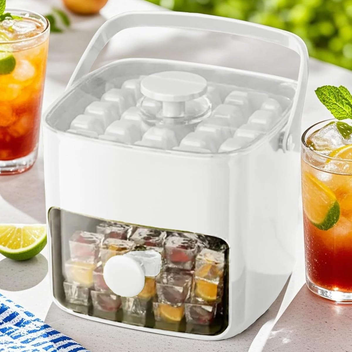 Φορητό Δοχείο για Παγάκια 2 σε 1 με Διπλή Στρώση – Καπάκι και Πιάστρα 48 Θέσεων Φορητό Δοχείο για Παγάκια 2 σε 1 με Διπλή Στρώση – Καπάκι και Πιάστρα 48 Θέσεων