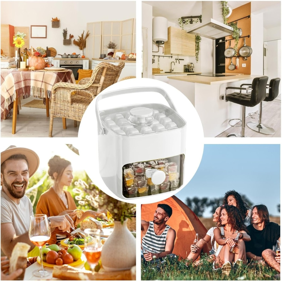 Φορητό Δοχείο για Παγάκια 2 σε 1 με Διπλή Στρώση – Καπάκι και Πιάστρα 48 Θέσεων Φορητό Δοχείο για Παγάκια 2 σε 1 με Διπλή Στρώση – Καπάκι και Πιάστρα 48 Θέσεων