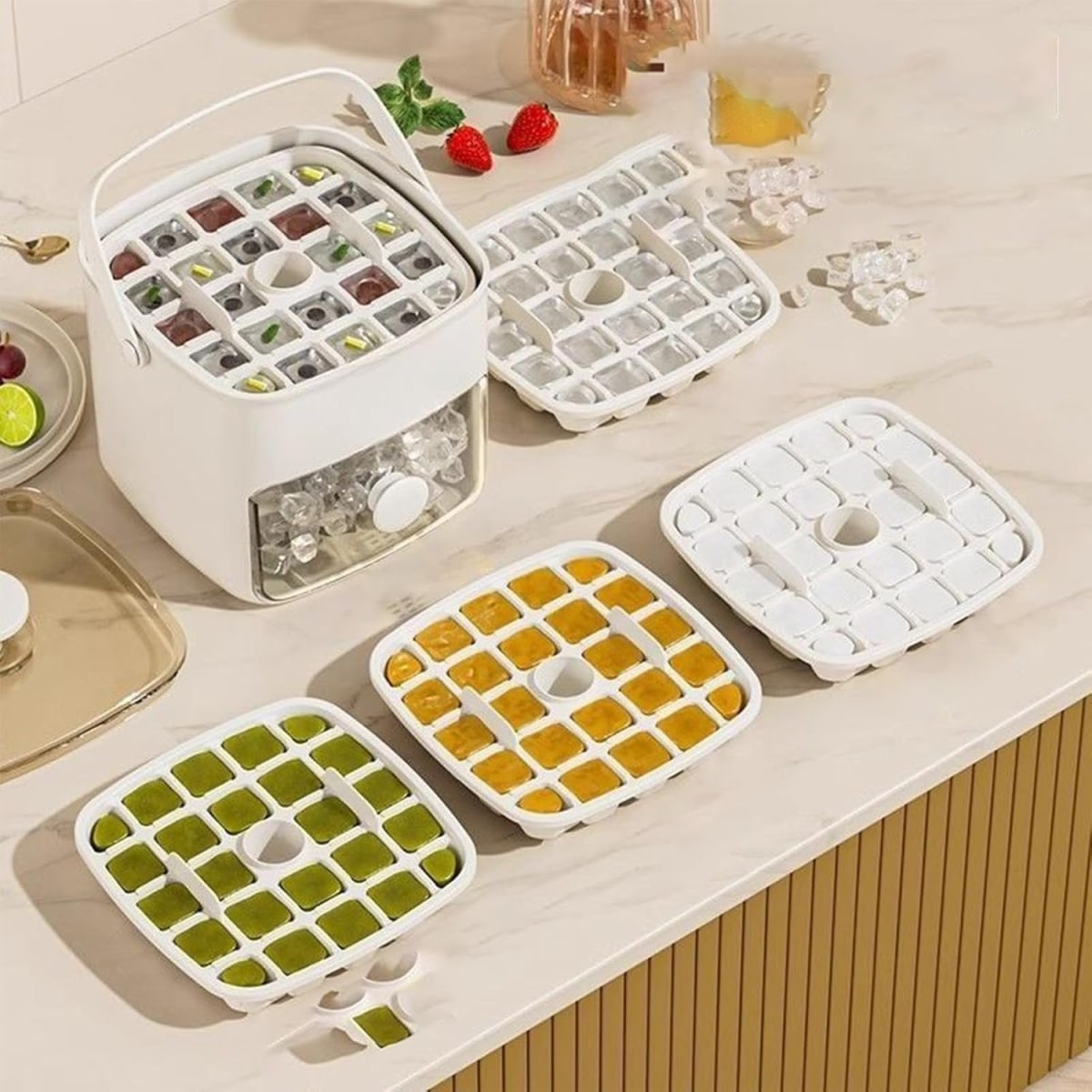 Φορητό Δοχείο για Παγάκια 2 σε 1 με Διπλή Στρώση – Καπάκι και Πιάστρα 48 Θέσεων Φορητό Δοχείο για Παγάκια 2 σε 1 με Διπλή Στρώση – Καπάκι και Πιάστρα 48 Θέσεων