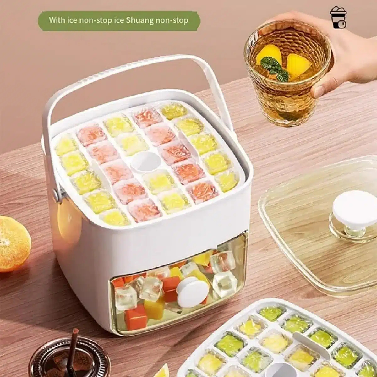 Φορητό Δοχείο για Παγάκια 2 σε 1 με Διπλή Στρώση – Καπάκι και Πιάστρα 48 Θέσεων Φορητό Δοχείο για Παγάκια 2 σε 1 με Διπλή Στρώση – Καπάκι και Πιάστρα 48 Θέσεων