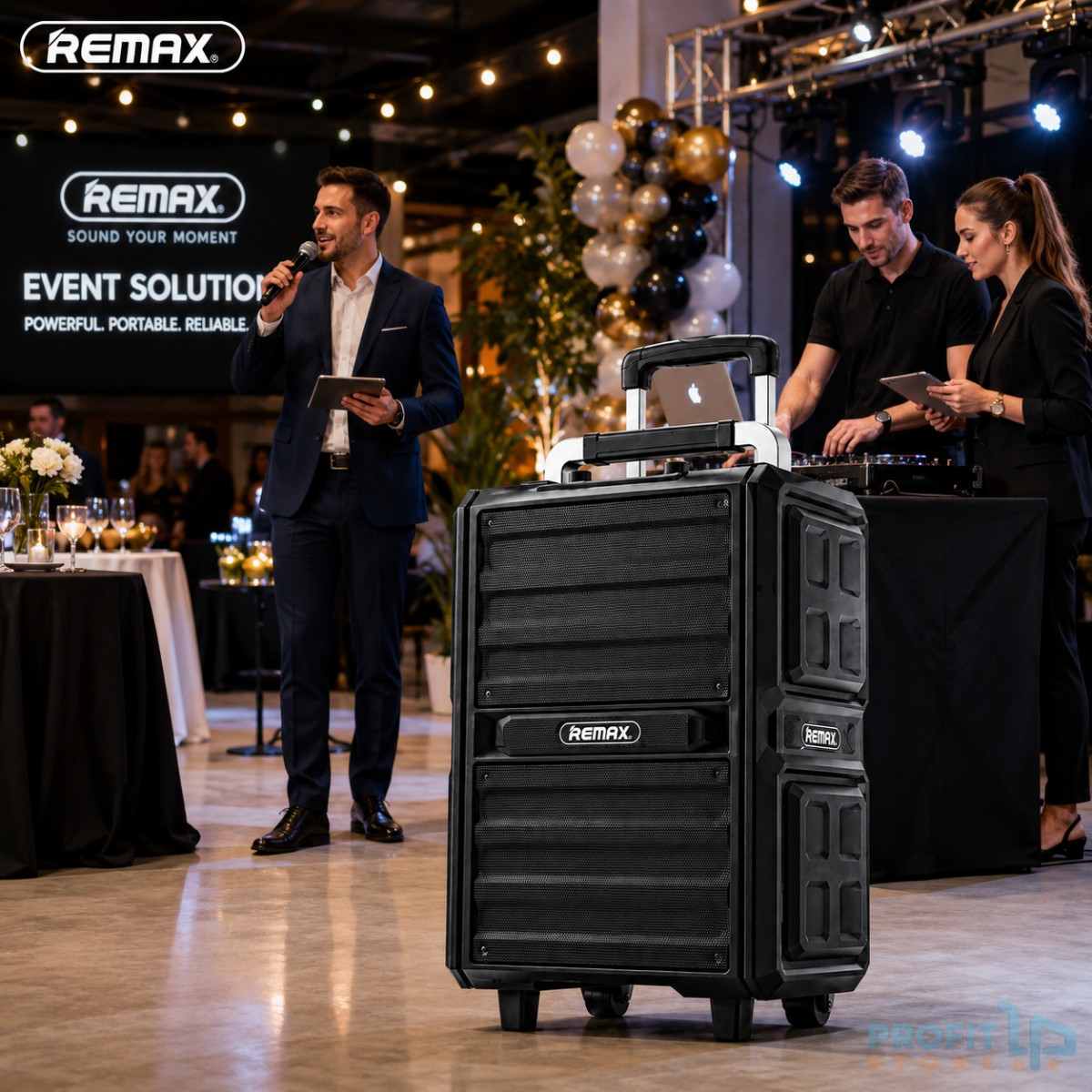 Φορητό Ηχείο Bluetooth Karaoke Remax RB-X5 50W με 2 Ασύρματα Μικρόφωνα | Τρόλεϊ, USB, AUX, Επαναφορτιζόμενο Φορητό Ηχείο Bluetooth Karaoke Remax RB-X5 50W με 2 Ασύρματα Μικρόφωνα | Τρόλεϊ, USB, AUX, Επαναφορτιζόμενο