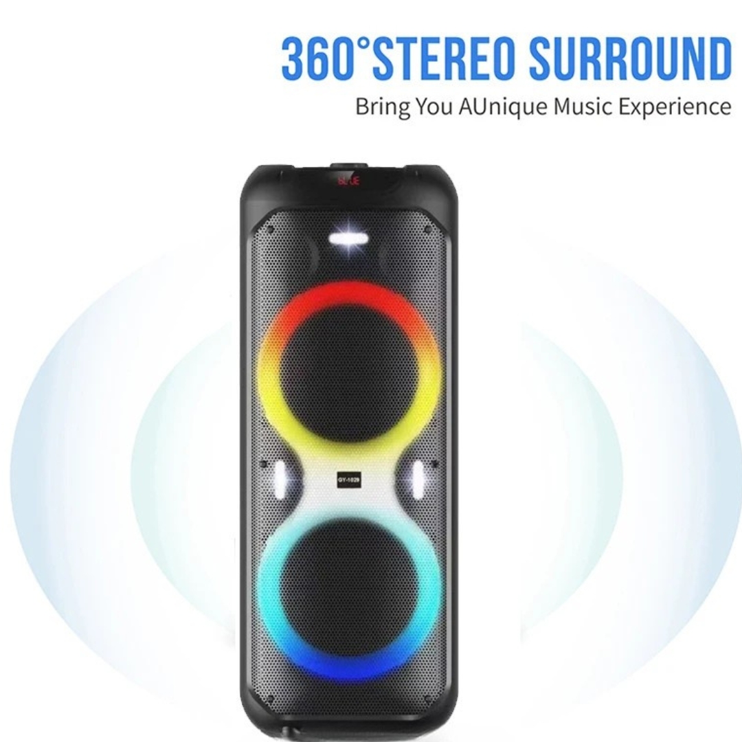 Φορητό Ηχείο Καραόκε με 2 Μικρόφωνα, Bluetooth, FM και Φωτισμό LED RGB - SuperBass Φορητό Ηχείο Καραόκε με 2 Μικρόφωνα, Bluetooth, FM και Φωτισμό LED RGB - SuperBass