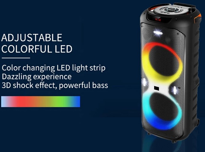 Φορητό Ηχείο Καραόκε με 2 Μικρόφωνα, Bluetooth, FM και Φωτισμό LED RGB - SuperBass Φορητό Ηχείο Καραόκε με 2 Μικρόφωνα, Bluetooth, FM και Φωτισμό LED RGB - SuperBass