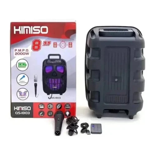 Φορητό Ηχείο Subwoofer Bluetooth 8” με Τηλεχειριστήριο και Ενσύρματο Μικρόφωνο Kimiso Φορητό Ηχείο Subwoofer Bluetooth 8” με Τηλεχειριστήριο και Ενσύρματο Μικρόφωνο Kimiso