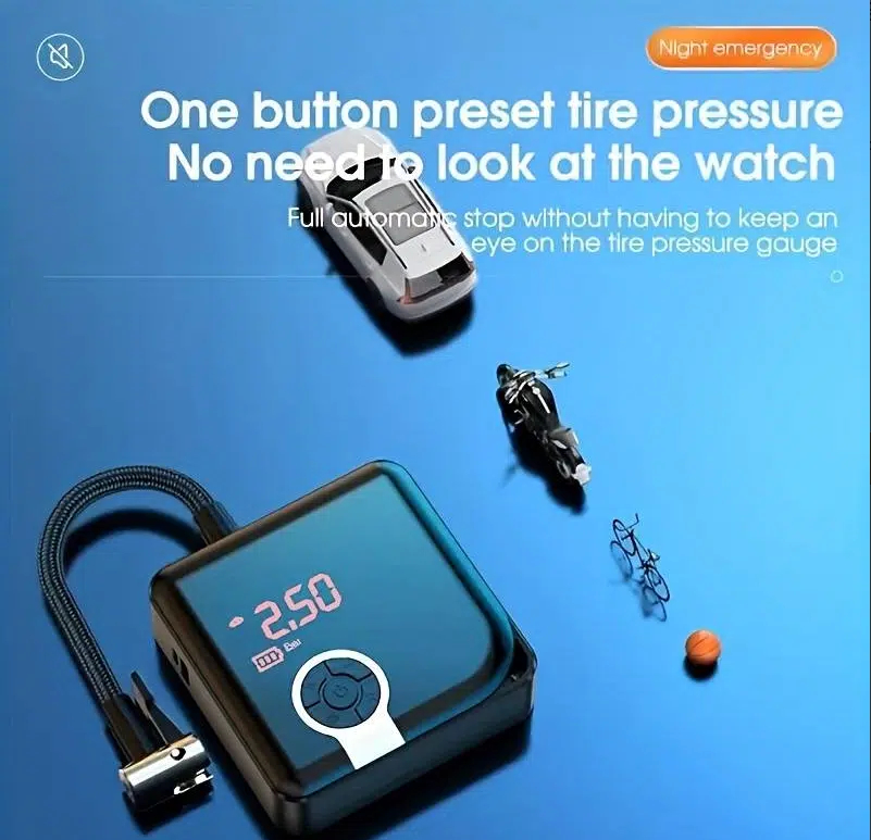 Φορητό Κομπρεσέρ - Τρόμπα Αέρος Αυτοκινήτου 150 PSI με Power Bank, LED Φως Έκτακτης Ανάγκης και LCD Οθόνη Pervoi Φορητό Κομπρεσέρ - Τρόμπα Αέρος Αυτοκινήτου 150 PSI με Power Bank, LED Φως Έκτακτης Ανάγκης και LCD Οθόνη Pervoi