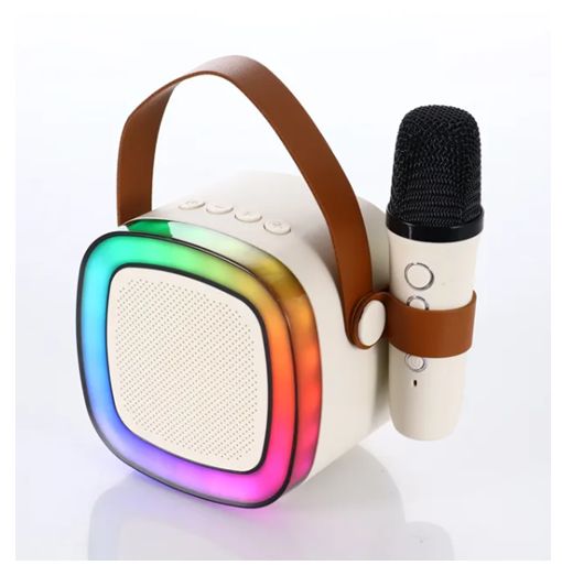 Φορητό Μίνι Ηχοσύστημα Bluetooth Καραόκε με Ασύρματο Μικρόφωνο Bluetooth Κρεμ Φορητό Μίνι Ηχοσύστημα Bluetooth Καραόκε με Ασύρματο Μικρόφωνο Bluetooth Κρεμ