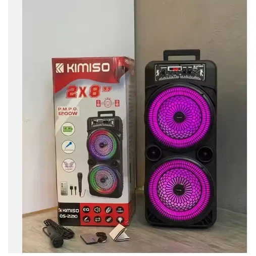 Φορητό Σύστημα Karaoke 1200W με Διπλά Ηχεία, Φωτισμό LED, Ραδιόφωνο, Τηλεχειριστήριο, TWS, EQ και Υποδοχές USB, TF και AUX KIMISO Φορητό Σύστημα Karaoke 1200W με Διπλά Ηχεία, Φωτισμό LED, Ραδιόφωνο, Τηλεχειριστήριο, TWS, EQ και Υποδοχές USB, TF και AUX KIMISO