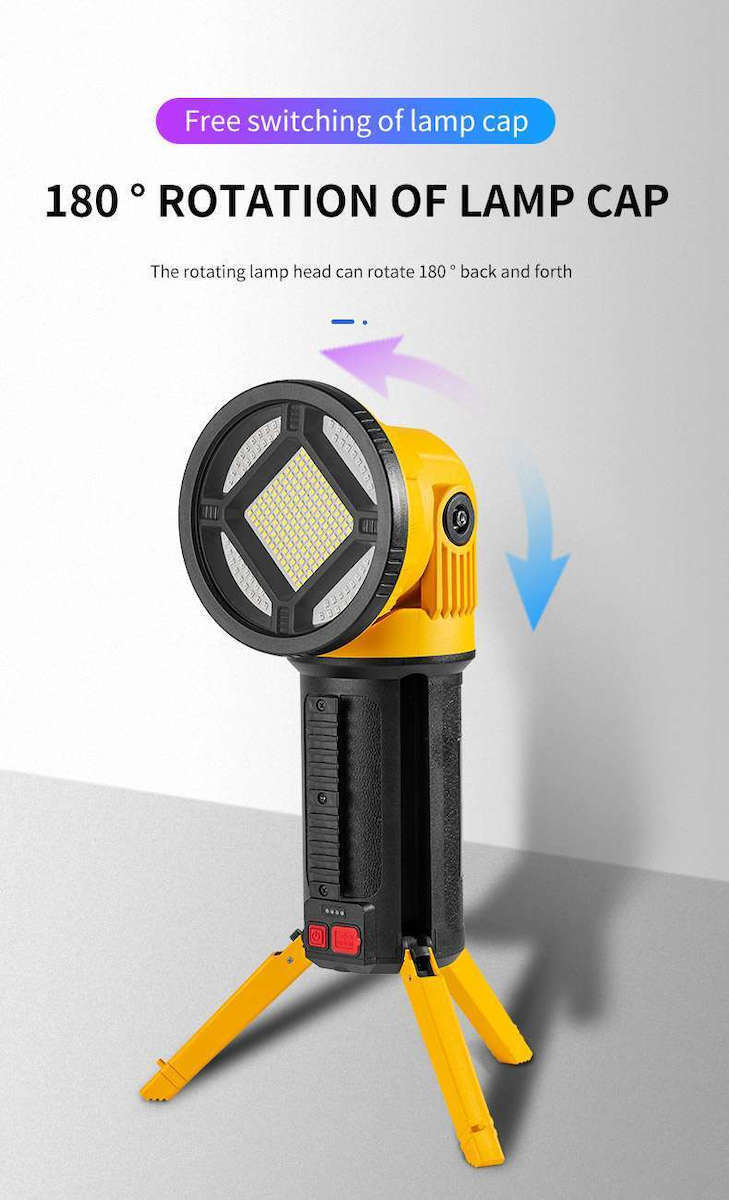 Φορητός Επαναφορτιζόμενος Προβολέας Χειρός LED με Μέγιστη Φωτεινότητα 1100lm και Θύρα USB Powerbank Φορητός Επαναφορτιζόμενος Προβολέας Χειρός LED με Μέγιστη Φωτεινότητα 1100lm και Θύρα USB Powerbank