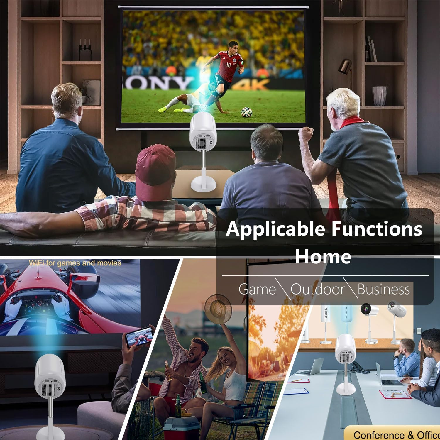 Φορητός προβολέας LED 4K ανάλυσης Full HD Andowl Φορητός προβολέας LED 4K ανάλυσης Full HD Andowl