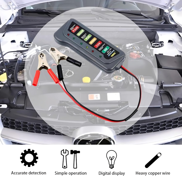 Φορητός Ψηφιακός Ελεγκτής Μπαταρίας & Εναλλάκτη Αυτοκινήτου - Battery Tester 12V με Κροκοδειλάκια Φορητός Ψηφιακός Ελεγκτής Μπαταρίας & Εναλλάκτη Αυτοκινήτου - Battery Tester 12V με Κροκοδειλάκια