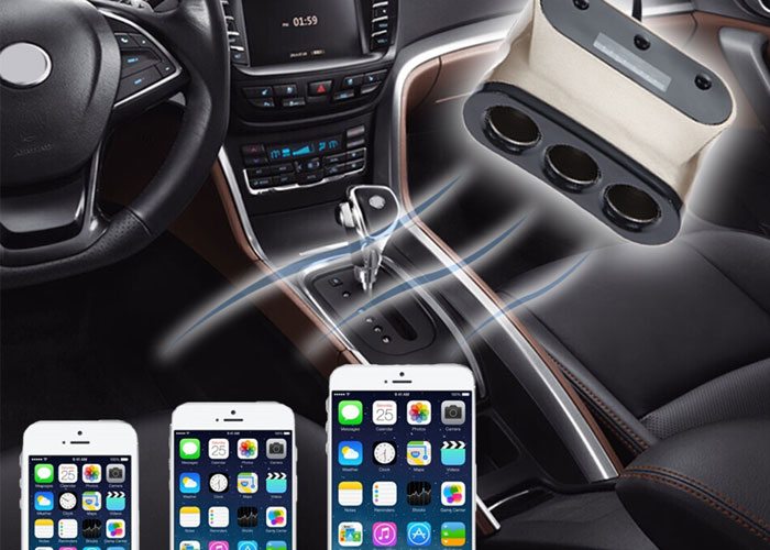 Φορτιστής Αυτοκινήτου με 3 Υποδοχές 120W Αναπτήρα και 2 Θύρες USB 3.1A 1505A Φορτιστής Αυτοκινήτου με 3 Υποδοχές 120W Αναπτήρα και 2 Θύρες USB 3.1A 1505A