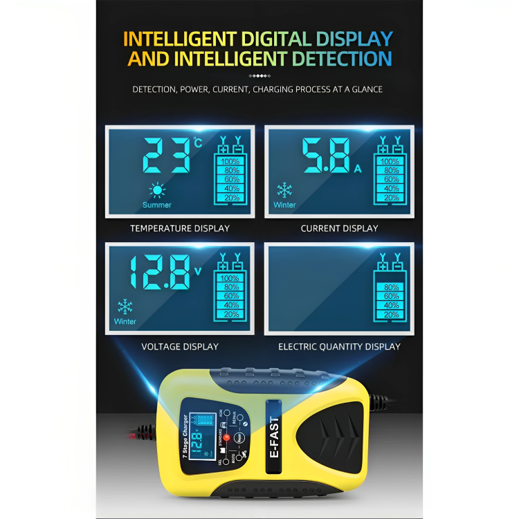 Φορτιστής Μπαταρίας Αυτοκινήτου & Μοτοσυκλέτας 7A 6V - 12V - Με Οθόνη LCD Φορτιστής Μπαταρίας Αυτοκινήτου & Μοτοσυκλέτας 7A 6V - 12V - Με Οθόνη LCD