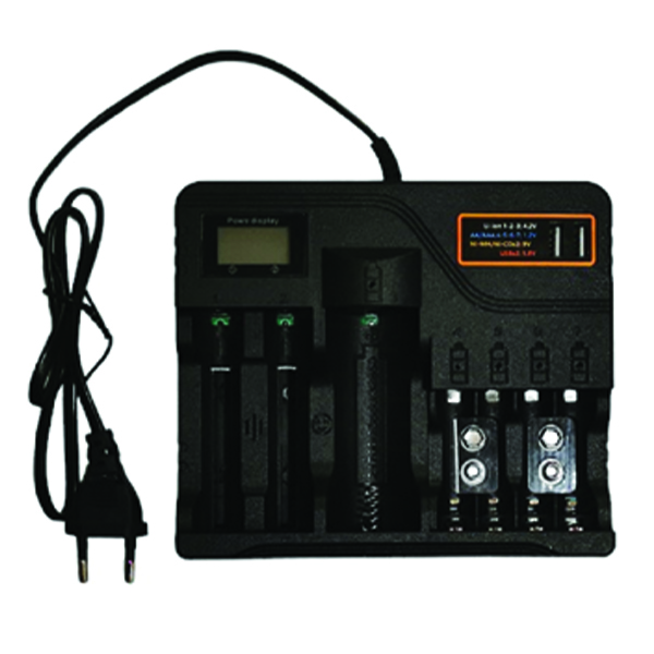 Φορτιστής Μπαταριών 7 Θέσεων με Ψηφιακή Οθόνη για Li-ion/AAA/AA και 2 Θύρες USB Φορτιστής Μπαταριών 7 Θέσεων με Ψηφιακή Οθόνη για Li-ion/AAA/AA και 2 Θύρες USB