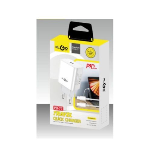 Φορτιστής Ταχείας Φόρτισης 20W USB-C KLGO Λευκός Φορτιστής Ταχείας Φόρτισης 20W USB-C KLGO Λευκός