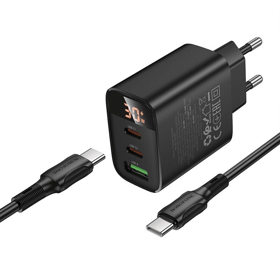 Φορτιστής Τοίχου Borofone BA98A 30W PD – 2x USB-C & USB-A | Ταχεία Φόρτιση, LED Οθόνη & Καλώδιο Lightning, για iPhone, Android, Tablet Φορτιστής Τοίχου Borofone BA98A 30W PD – 2x USB-C & USB-A | Ταχεία Φόρτιση, LED Οθόνη & Καλώδιο Lightning, για iPhone, Android, Tablet