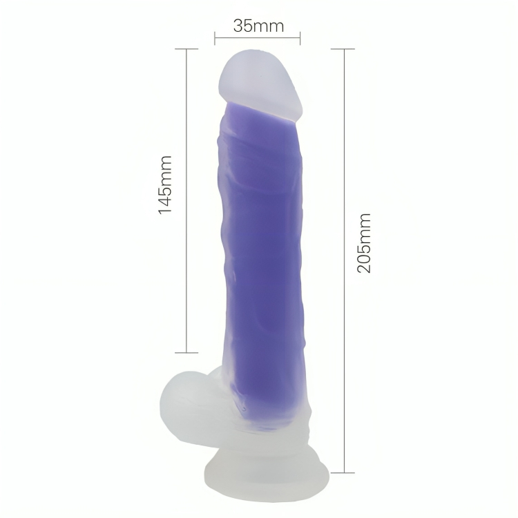 Φωσφοριζέ Ρεαλιστικό Dildo Σιλικόνης με Ισχυρή Βεντούζα - Μωβ Φωσφοριζέ Ρεαλιστικό Dildo Σιλικόνης με Ισχυρή Βεντούζα - Μωβ