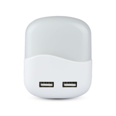 Φωτάκι LED Νυκτός Με Αισθητήρα Και Με Διπλή Υποδοχή USB 3000K Φωτάκι LED Νυκτός Με Αισθητήρα Και Με Διπλή Υποδοχή USB 3000K