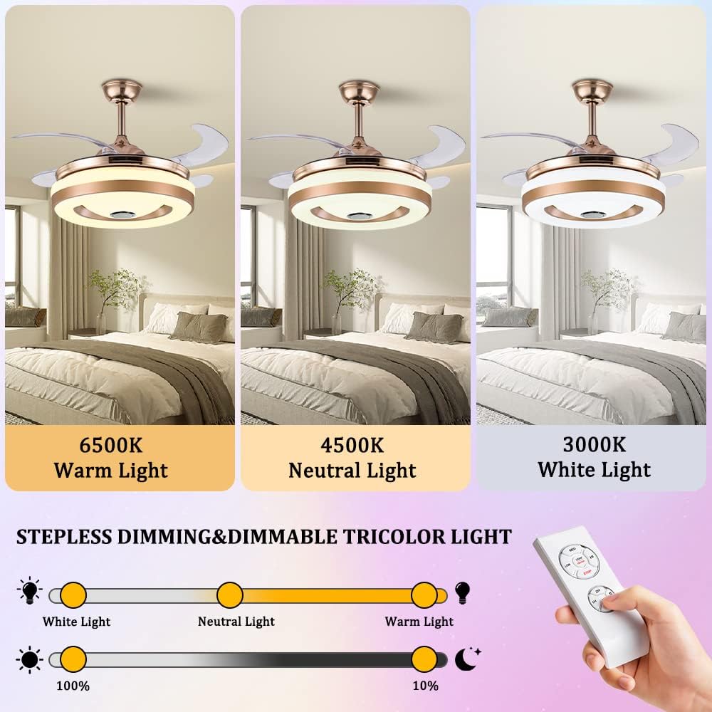 Φωτιστικό Οροφής με Πτυσσόμενο Ανεμιστήρα - Λευκό, Θερμό, Ουδέτερο Φως & Τηλεχειριστήριο Φωτιστικό Οροφής με Πτυσσόμενο Ανεμιστήρα - Λευκό, Θερμό, Ουδέτερο Φως & Τηλεχειριστήριο