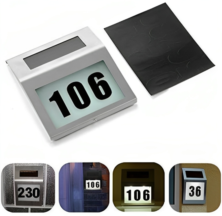 Φωτιζόμενη Ηλιακή Πινακίδα Αρίθμησης Οικίας & Δρόμου με Φωτοκύτταρο Φωτιζόμενη Ηλιακή Πινακίδα Αρίθμησης Οικίας & Δρόμου με Φωτοκύτταρο