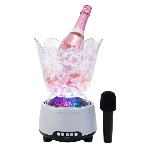 Φωτιζόμενη Σαμπανιέρα/Κουβάς Πάγου 1.5L - Με Bluetooth Ηχείο & Μικρόφωνο Karaoke - Andowl Φωτιζόμενη Σαμπανιέρα/Κουβάς Πάγου 1.5L - Με Bluetooth Ηχείο & Μικρόφωνο Karaoke - Andowl