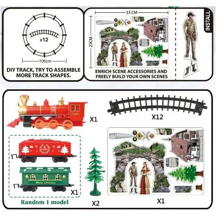 Φωτιζόμενο Χριστουγεννιάτικο Διακοσμητικό Τρενάκι με Ήχο - Σετ 48 Τεμαχίων Φωτιζόμενο Χριστουγεννιάτικο Διακοσμητικό Τρενάκι με Ήχο - Σετ 48 Τεμαχίων