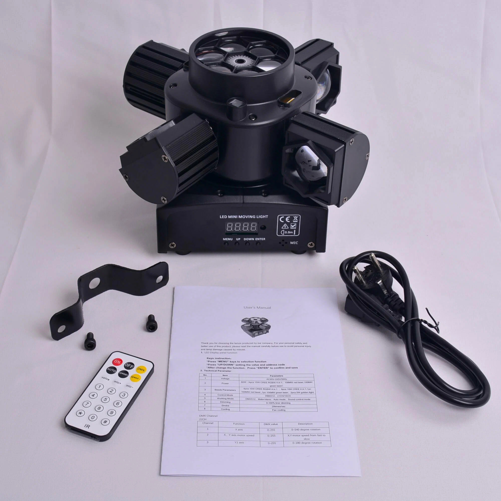 Φωτορυθμικό LED RGBW Multi-Effects Ρομποτική Κεφαλή 200W με Laser, Strober και Τηλεχειριστήριο Φωτορυθμικό LED RGBW Multi-Effects Ρομποτική Κεφαλή 200W με Laser, Strober και Τηλεχειριστήριο