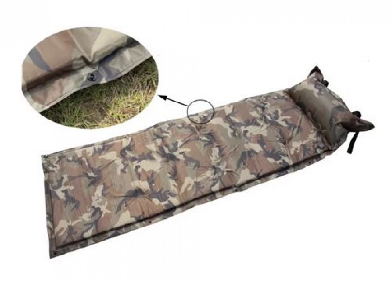 Φουσκωτό Στρώμα Camouflage για Camping με Μαξιλάρι 180 x 60 x 2.5cm Φουσκωτό Στρώμα Camouflage για Camping με Μαξιλάρι 180 x 60 x 2.5cm
