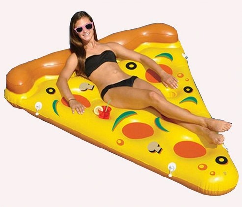 Φουσκωτό Στρώμα Θαλάσσης σε Σχήμα Πίτσα με Εσοχές για Ποτήρια - 183x120εκ Φουσκωτό Στρώμα Θαλάσσης σε Σχήμα Πίτσα με Εσοχές για Ποτήρια - 183x120εκ