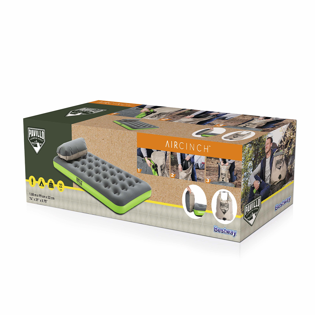 Φουσκωτό Στρώμα Ύπνου Camping με Τρόμπα Χειρός και Μαξιλάρι Roll & Relax Μονό 188 x 99 x 22 Γκρι Φουσκωτό Στρώμα Ύπνου Camping με Τρόμπα Χειρός και Μαξιλάρι Roll & Relax Μονό 188 x 99 x 22 Γκρι
