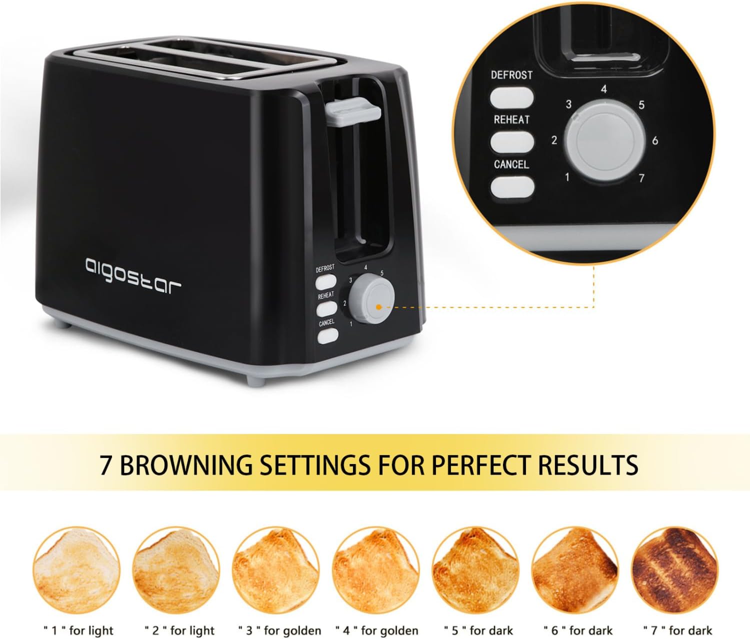 Φρυγανιέρα 2 Θέσεων 750W - Με 7 Ρυθμίσεις Ψησίματος και Αποσπώμενο Δίσκο για τα Ψίχουλα - AIGOSTAR Φρυγανιέρα 2 Θέσεων 750W - Με 7 Ρυθμίσεις Ψησίματος και Αποσπώμενο Δίσκο για τα Ψίχουλα - AIGOSTAR