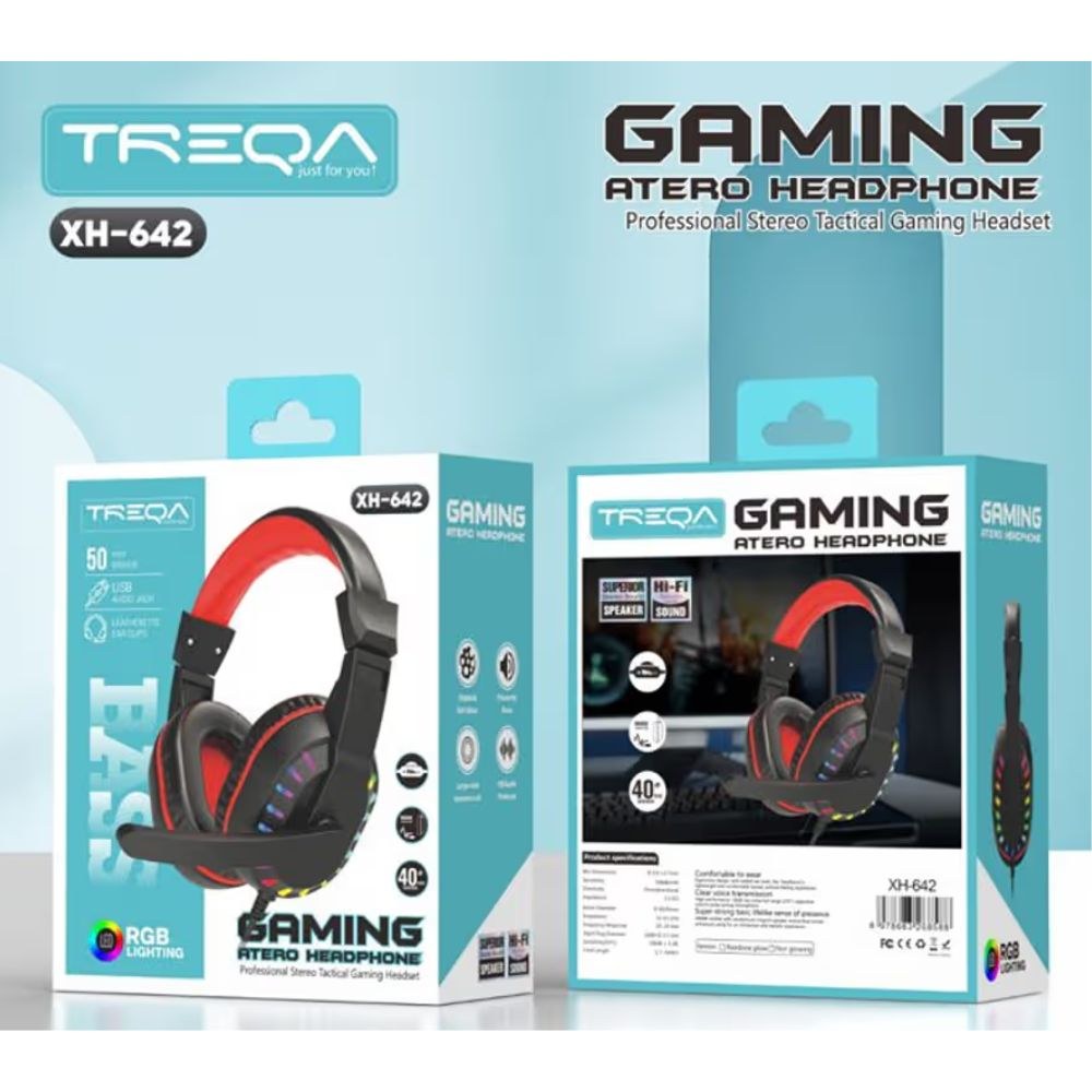 Gaming Ακουστικά Stereo Tactical με RGB Φωτισμό και 40mm Drivers, Αποσπώμενο Μικρόφωνο και Άνετα Μαξιλαράκια Gaming Ακουστικά Stereo Tactical με RGB Φωτισμό και 40mm Drivers, Αποσπώμενο Μικρόφωνο και Άνετα Μαξιλαράκια