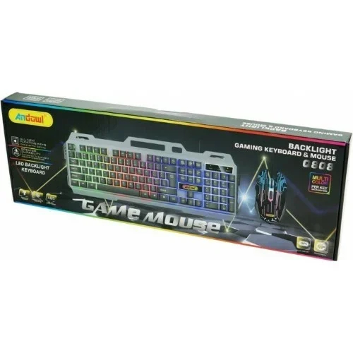 Gaming Ενσύρματο Φωτιζόμενο LED RGB Πληκτρολόγιο USB και Ποντίκι με Κουμπιά Χειρισμού Andowl Gaming Ενσύρματο Φωτιζόμενο LED RGB Πληκτρολόγιο USB και Ποντίκι με Κουμπιά Χειρισμού Andowl
