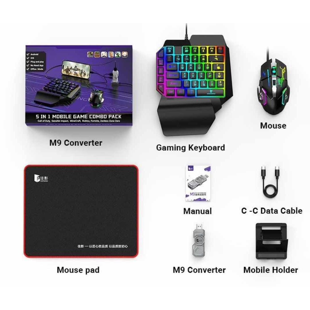 Gaming Set Κινητού με Πληκτρολόγιο, Ποντίκι Bluetooth RGB LED + Φορτιστής USB + Βάση Στερέωσης Gaming Set Κινητού με Πληκτρολόγιο, Ποντίκι Bluetooth RGB LED + Φορτιστής USB + Βάση Στερέωσης