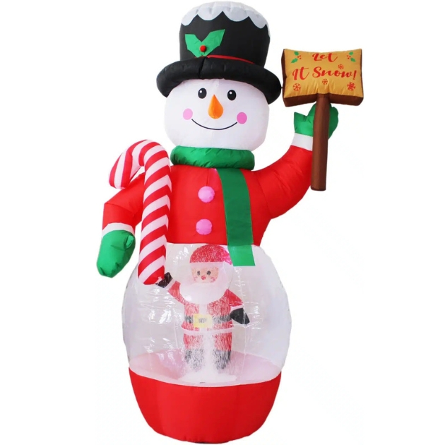 Γίγας 210cm LED Φωτιζόμενος Διακοσμητικός Φουσκωτός Χιονάνθρωπος με Ενσωματωμένο Blower Γίγας 210cm LED Φωτιζόμενος Διακοσμητικός Φουσκωτός Χιονάνθρωπος με Ενσωματωμένο Blower
