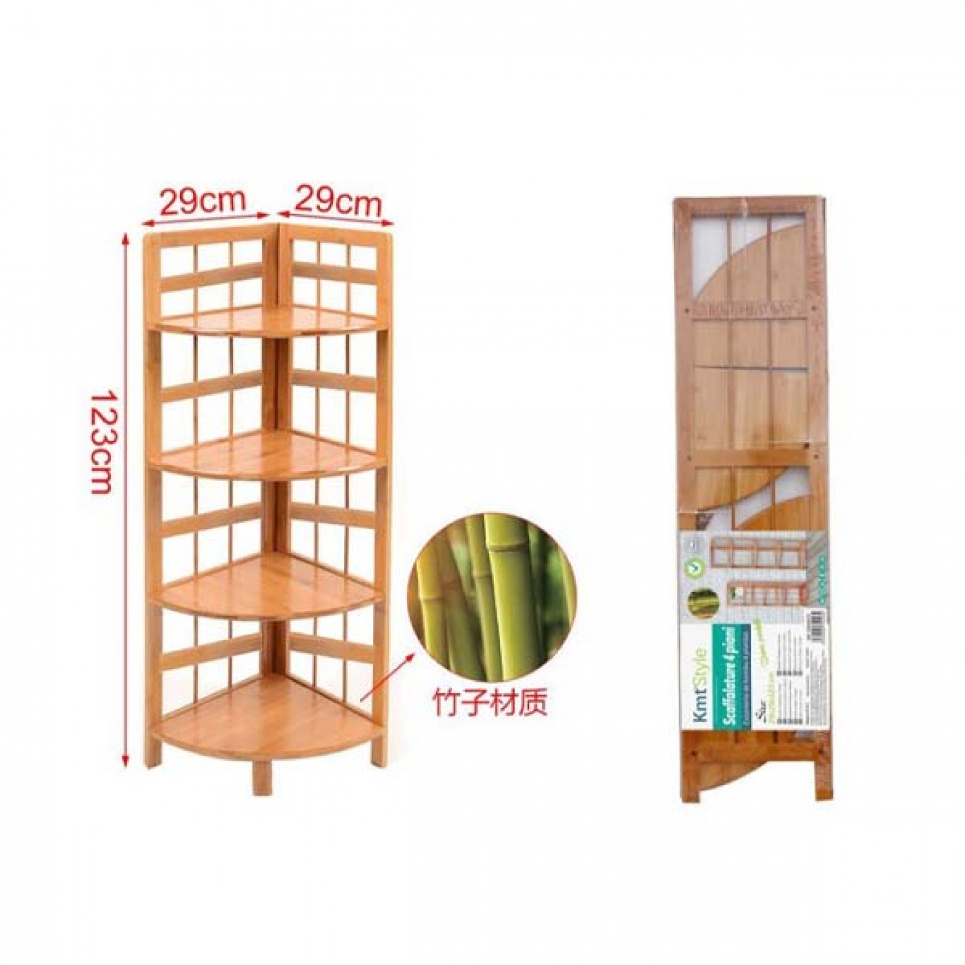 Γωνιακή Ραφιέρα Δαπέδου από Bamboo με 4 Ράφια 123x29x29 cm Γωνιακή Ραφιέρα Δαπέδου από Bamboo με 4 Ράφια 123x29x29 cm