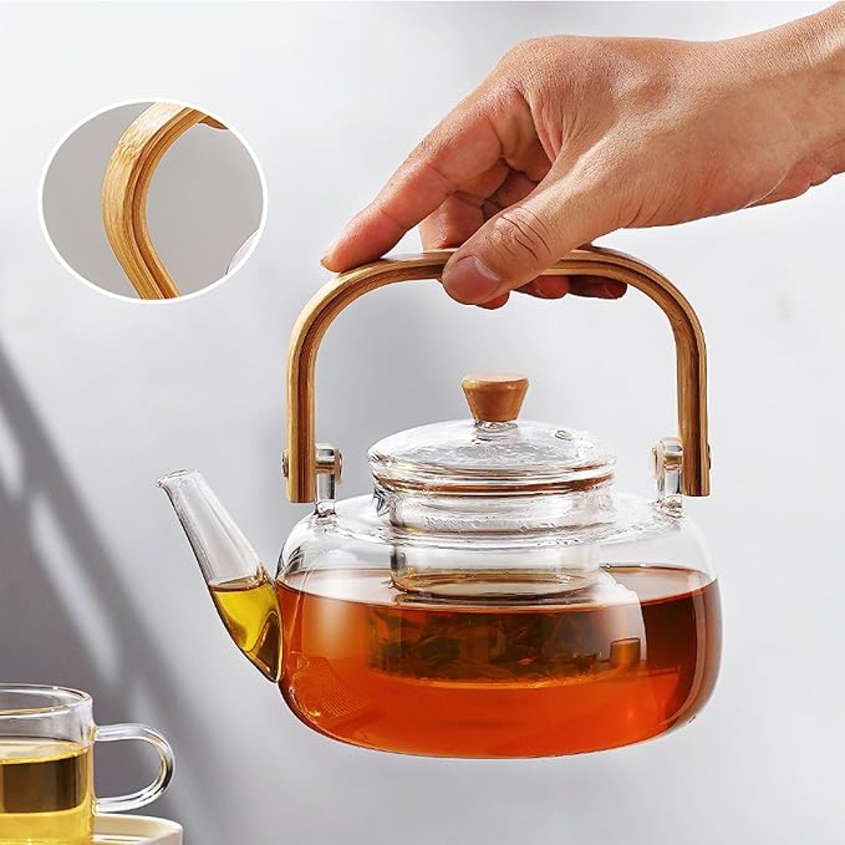 Γυάλινη Τσαγιέρα 900ml με Φίλτρο και Ξύλινη Λαβή Γυάλινη Τσαγιέρα 900ml με Φίλτρο και Ξύλινη Λαβή