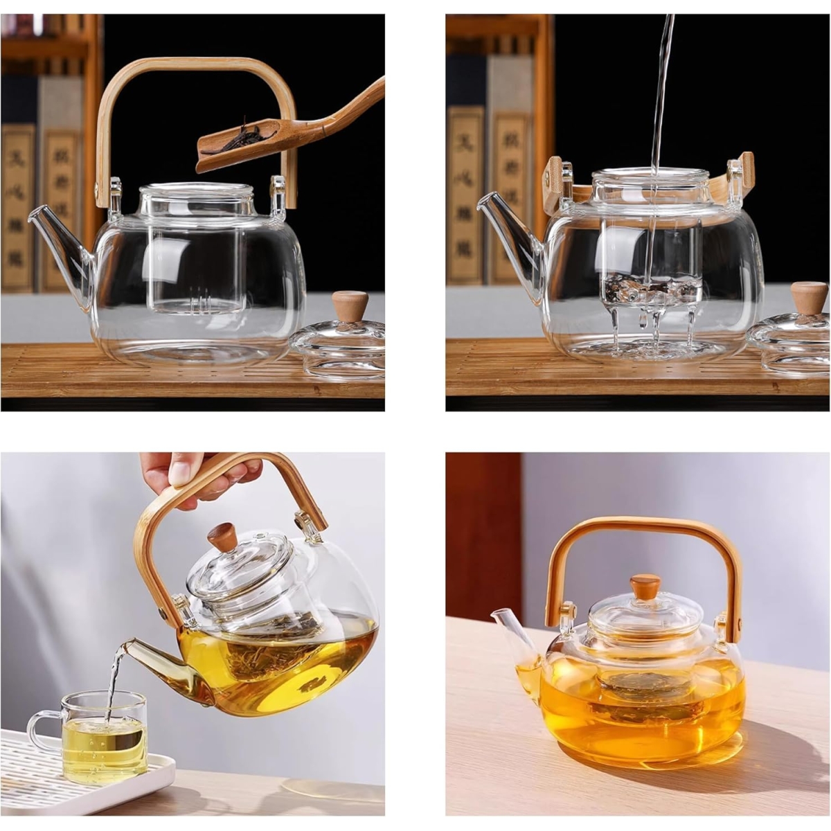 Γυάλινη Τσαγιέρα 900ml με Φίλτρο και Ξύλινη Λαβή Γυάλινη Τσαγιέρα 900ml με Φίλτρο και Ξύλινη Λαβή