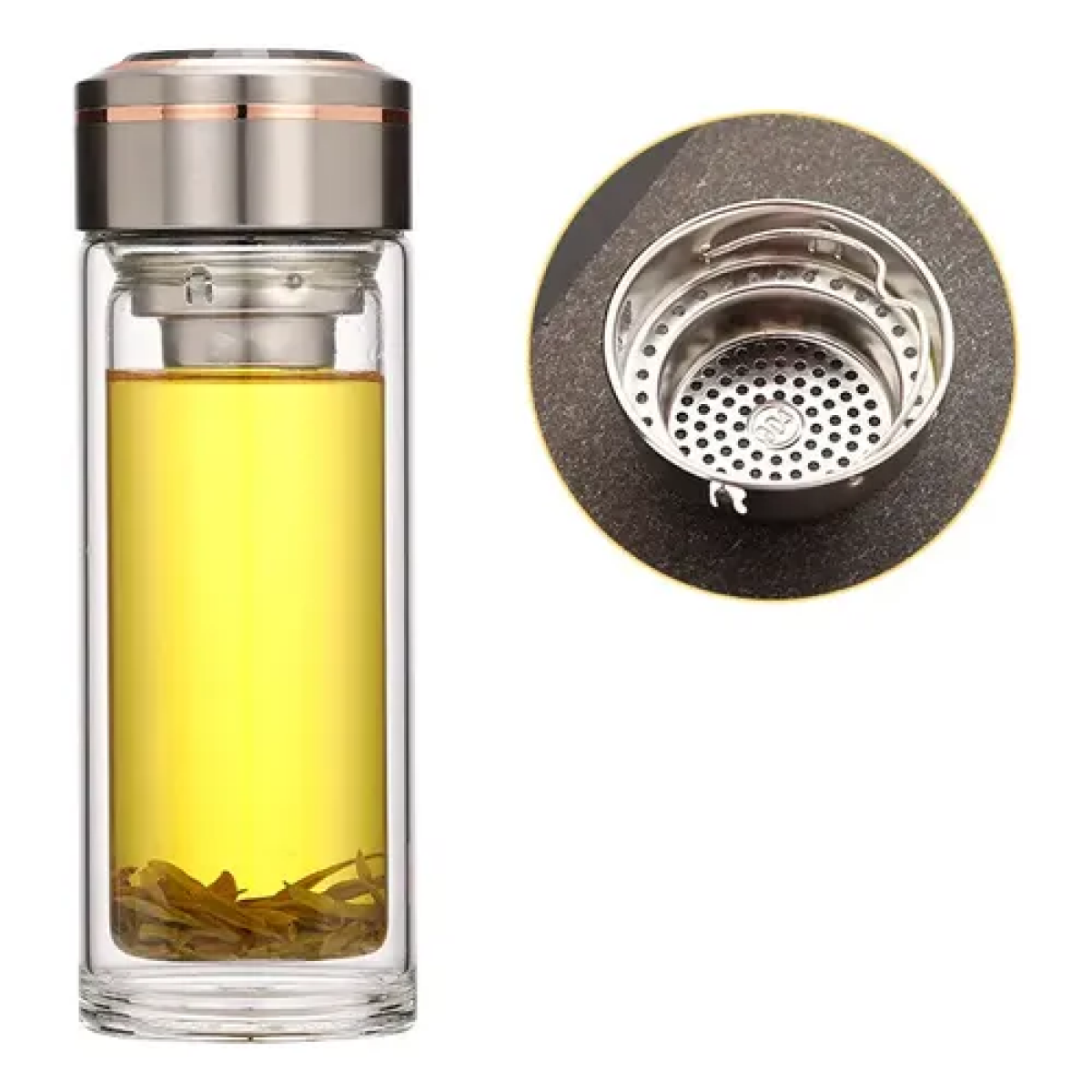 Γυάλινο Μπουκάλι 400ml με Φίλτρο και Μεταλλικό Καπάκι Γυάλινο Μπουκάλι 400ml με Φίλτρο και Μεταλλικό Καπάκι