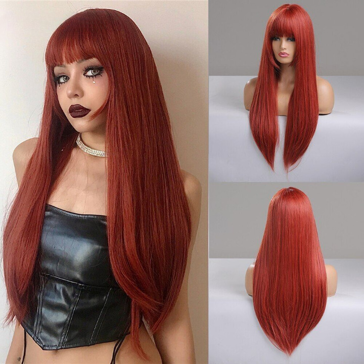 Γυναικεία Συνθετική Περούκα - Κόκκινο Χρώμα με Αφέλειες Γυναικεία Συνθετική Περούκα - Κόκκινο Χρώμα με Αφέλειες