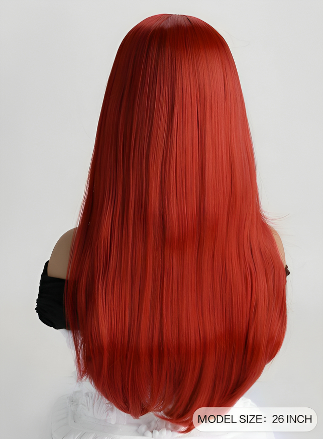 Γυναικεία Συνθετική Περούκα - Κόκκινο Χρώμα με Αφέλειες Γυναικεία Συνθετική Περούκα - Κόκκινο Χρώμα με Αφέλειες