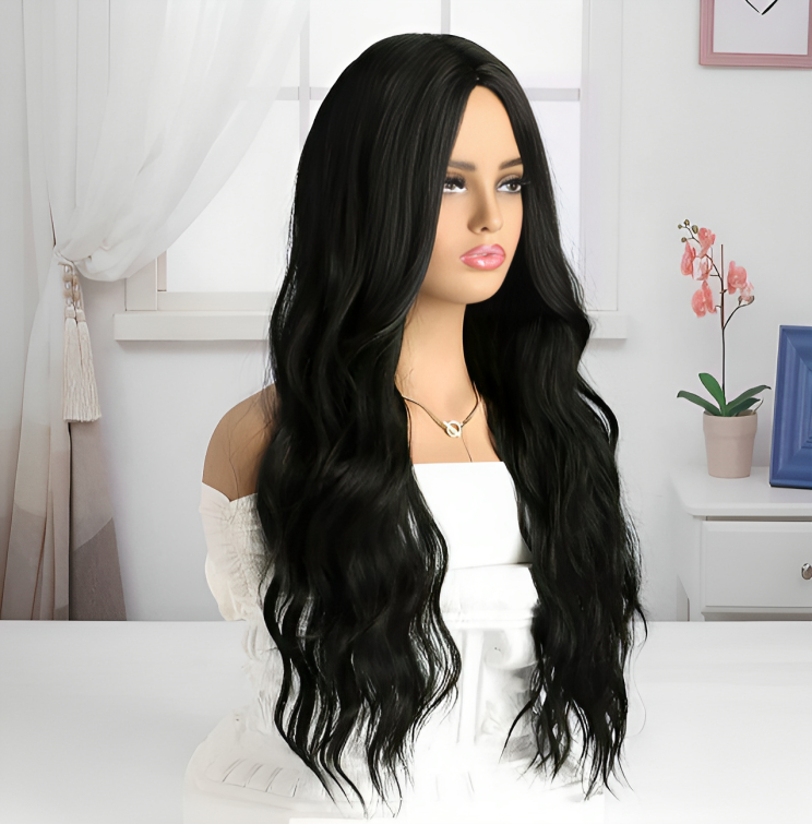 Γυναικεία Συνθετική Περούκα - Μαύρο Χρώμα με Κυματιστό Χτένισμα Γυναικεία Συνθετική Περούκα - Μαύρο Χρώμα με Κυματιστό Χτένισμα