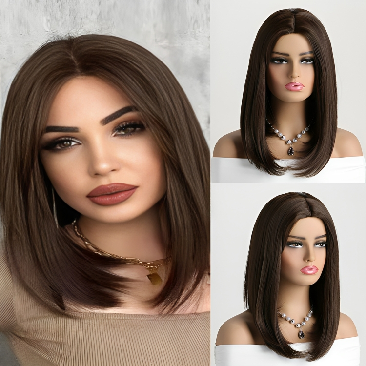 Γυναικεία Περούκα - Σκούρο Καφέ με Μακρύ Καρέ Γυναικεία Περούκα - Σκούρο Καφέ με Μακρύ Καρέ