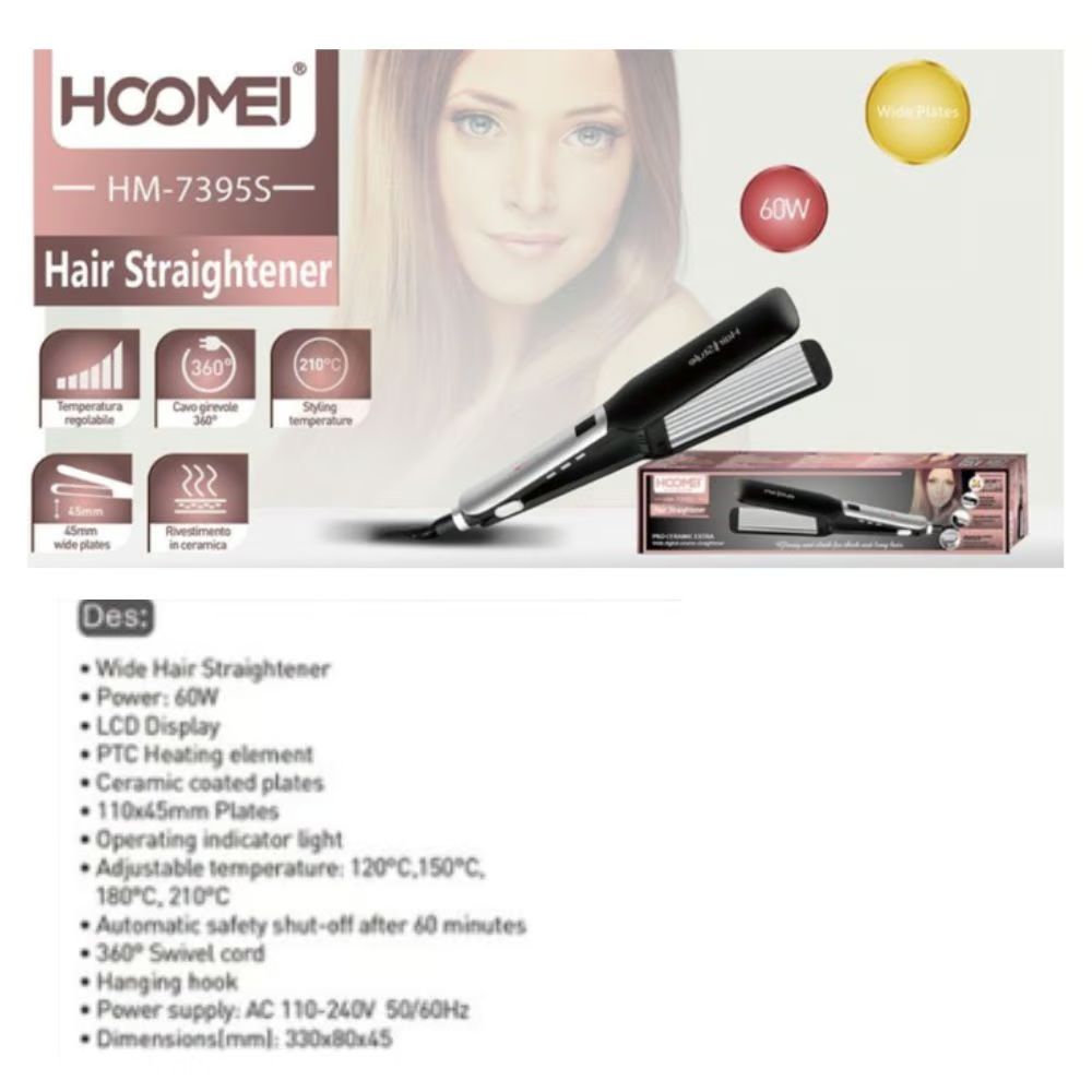 Hoomei Επαγγελματική Ισιωτική - Πρέσα Μαλλιών 60W με Κεραμικές Πλάκες - Ασημί & Μαύρη Hoomei Επαγγελματική Ισιωτική - Πρέσα Μαλλιών 60W με Κεραμικές Πλάκες - Ασημί & Μαύρη