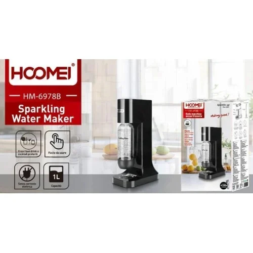 Hoomei Παρασκευαστής Σόδας με Μπουκάλι 1lt και Χειροκίνητη Πίεση 26x15x43.5cm Hoomei Παρασκευαστής Σόδας με Μπουκάλι 1lt και Χειροκίνητη Πίεση 26x15x43.5cm