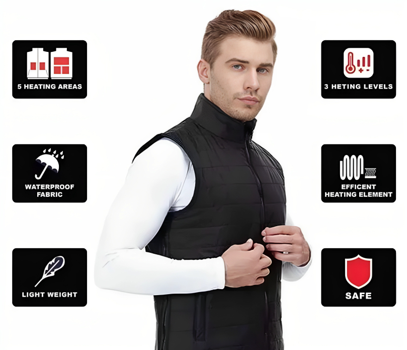 Ηλεκτρικά Θερμαινόμενο Γιλέκο - Μπουφάν - Με 3 Επιλογές Θερμότητας & USB Επαναφορτιζόμενο - XL-XXXL Ηλεκτρικά Θερμαινόμενο Γιλέκο - Μπουφάν - Με 3 Επιλογές Θερμότητας & USB Επαναφορτιζόμενο - XL-XXXL