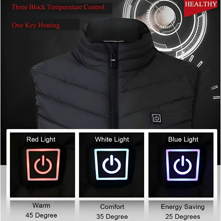 Ηλεκτρικά Θερμαινόμενο Γιλέκο - Μπουφάν - Με 3 Επιλογές Θερμότητας & USB Επαναφορτιζόμενο - XL-XXXL Ηλεκτρικά Θερμαινόμενο Γιλέκο - Μπουφάν - Με 3 Επιλογές Θερμότητας & USB Επαναφορτιζόμενο - XL-XXXL