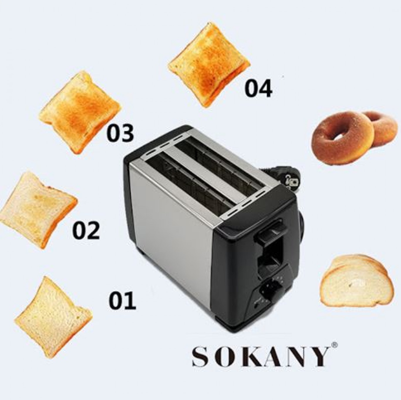 Ηλεκτρική Φρυγανιέρα 2 Θέσεων Sokany 700W Ηλεκτρική Φρυγανιέρα 2 Θέσεων Sokany 700W
