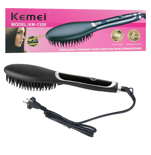 Ηλεκτρική Κεραμική Βούρτσα για Ίσιωμα με Οθόνη LCD Kemei -Μαύρο Ηλεκτρική Κεραμική Βούρτσα για Ίσιωμα με Οθόνη LCD Kemei -Μαύρο